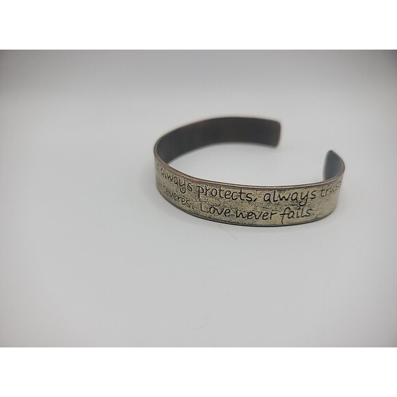 Vintage Premier Designs Bracelet Cuff Gold Tone Love is Patient jewelry Costume - Picture 1 of 10